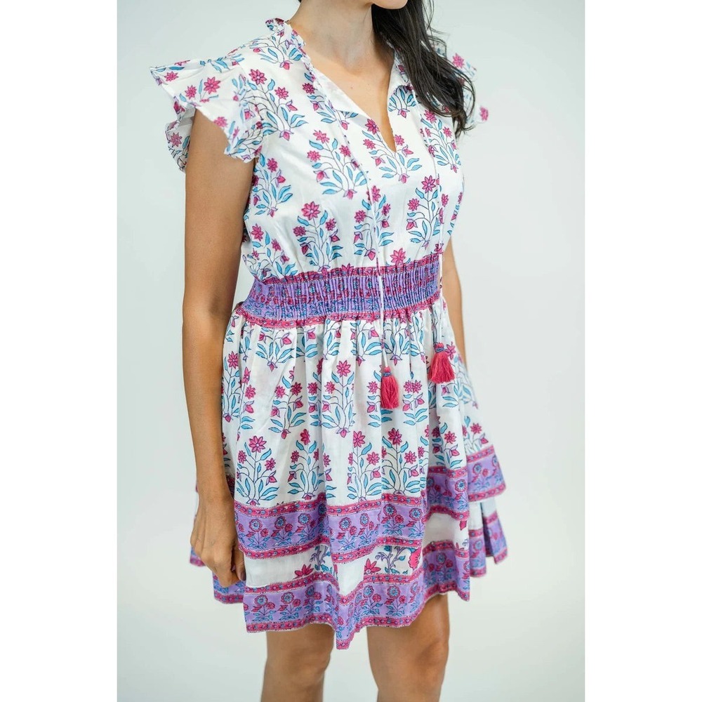 Victoria Dunn The Label Cotton Block Print Stella Mini Dress Size 2XL NEW NWT